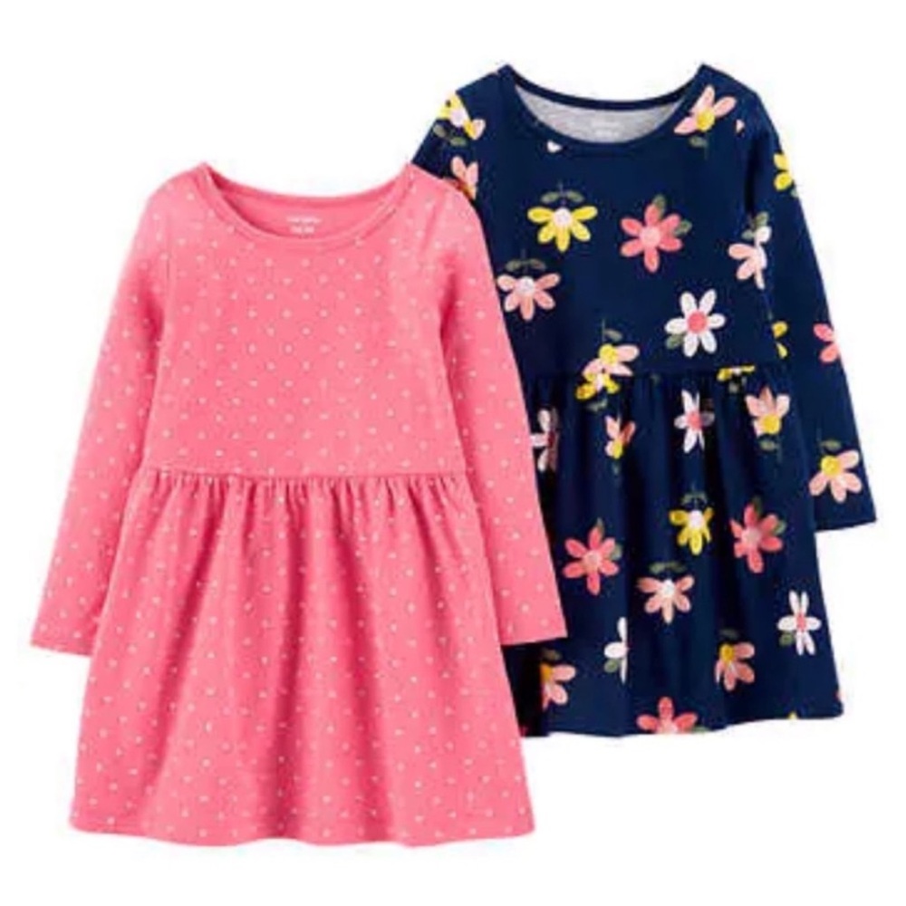 NWT Carters Kids Youth Girls 2-pack Floral Dress PINK / BLUE - size 4T - summer
